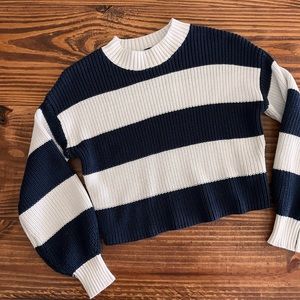 Girls Striped Crop Sweater